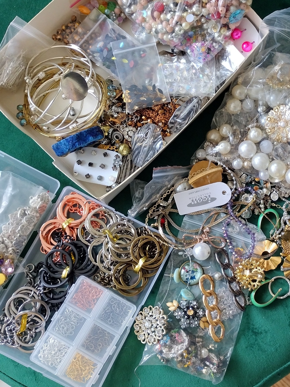 Assorted Jewelry Making DIY projects Lot - Broken Jewelry Metal Accents Beads